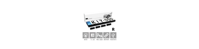 KIYO D Ultimate AP 4R: rendszámkeretbe építhető 4 db szenzort tartalmazó aktív lézeres eszköz, multifunkciós parkolósegéd, dupla kerettel
