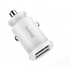 Baseus Mini 2 USB DUAL autós töltő 3.1A fehér színben