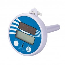Univerzális, LCD digitális, napelemes hőmérő, vízhőmérő medencéhez kék-fehér színben