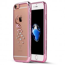 Csillogós, strasszos szilikon tok iPhone 7-hez rózsaszín színben 2