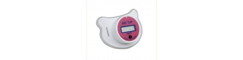 LCD digitális cumis hőmérő, lázmérő fehér-pink színben